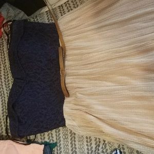 Blue jean top, flarry bottom